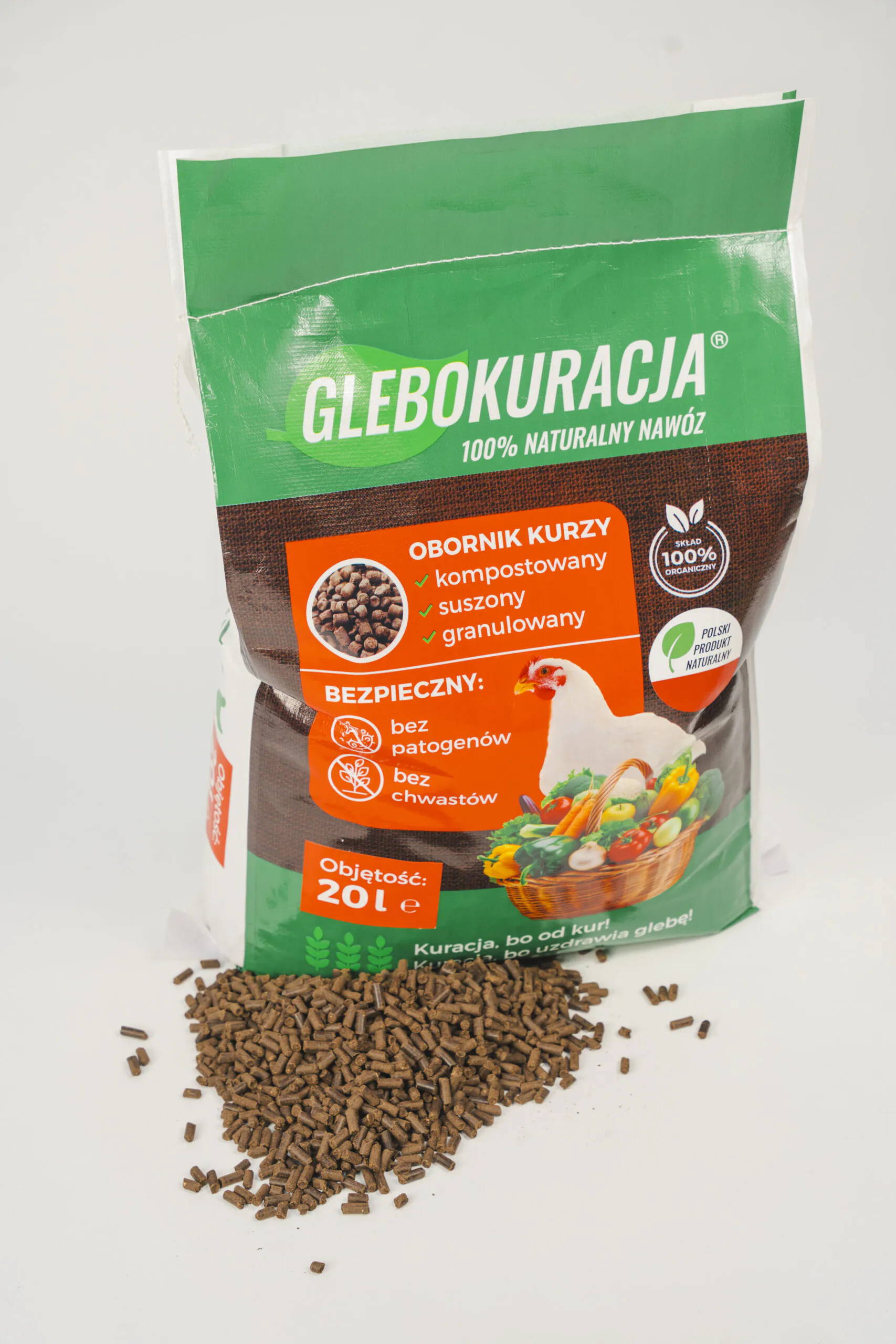 Organischer granulierter Hühnermistdünger 20 l (14 kg) Glebokuracja