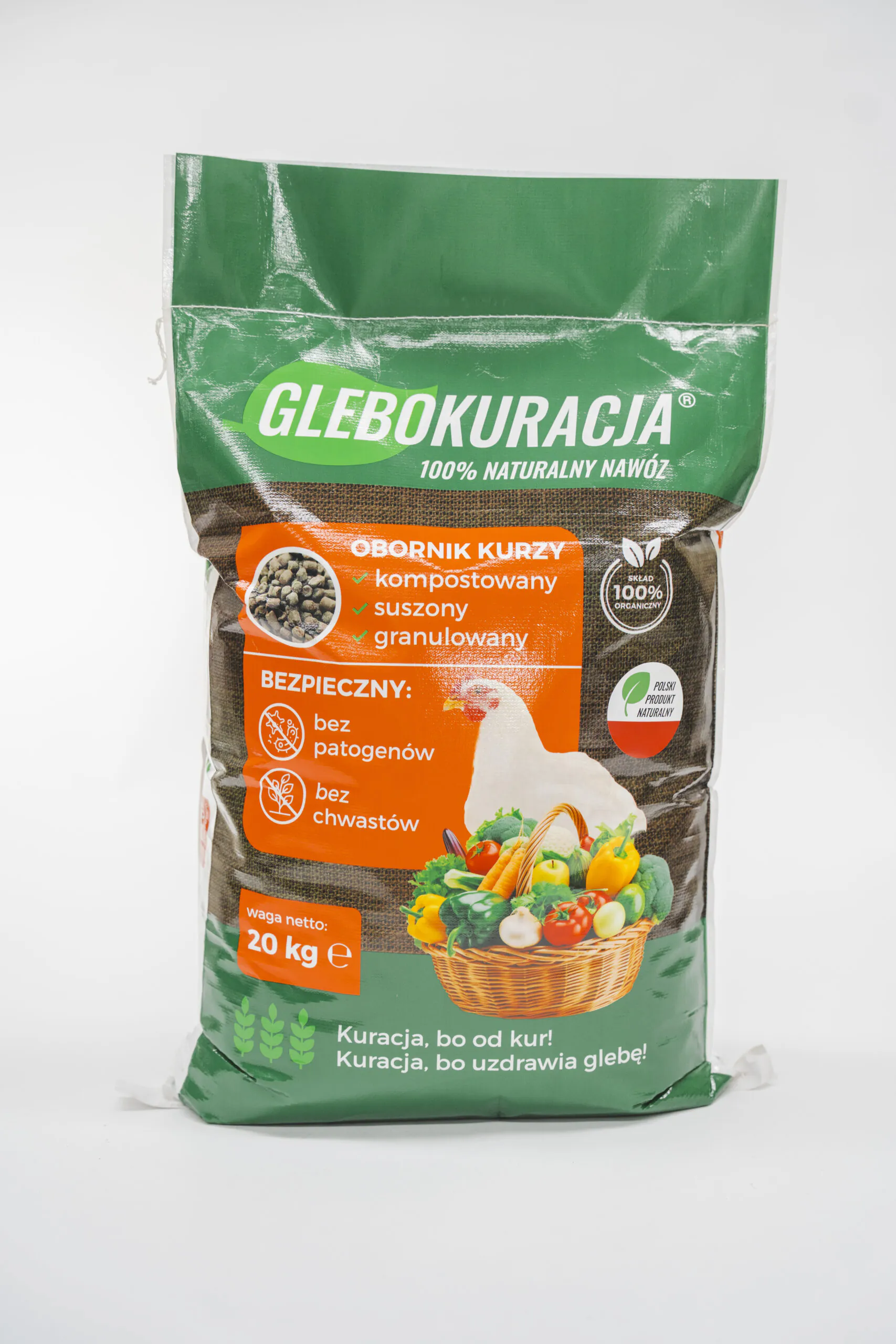 Organischer granulierter Hühnermistdünger 20 l (14 kg) Glebokuracja